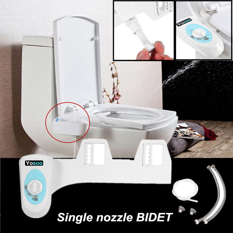 Non-Electric Bidet Toilet Attachment one Nozzle Cold & Hot Water Clean 2PCS