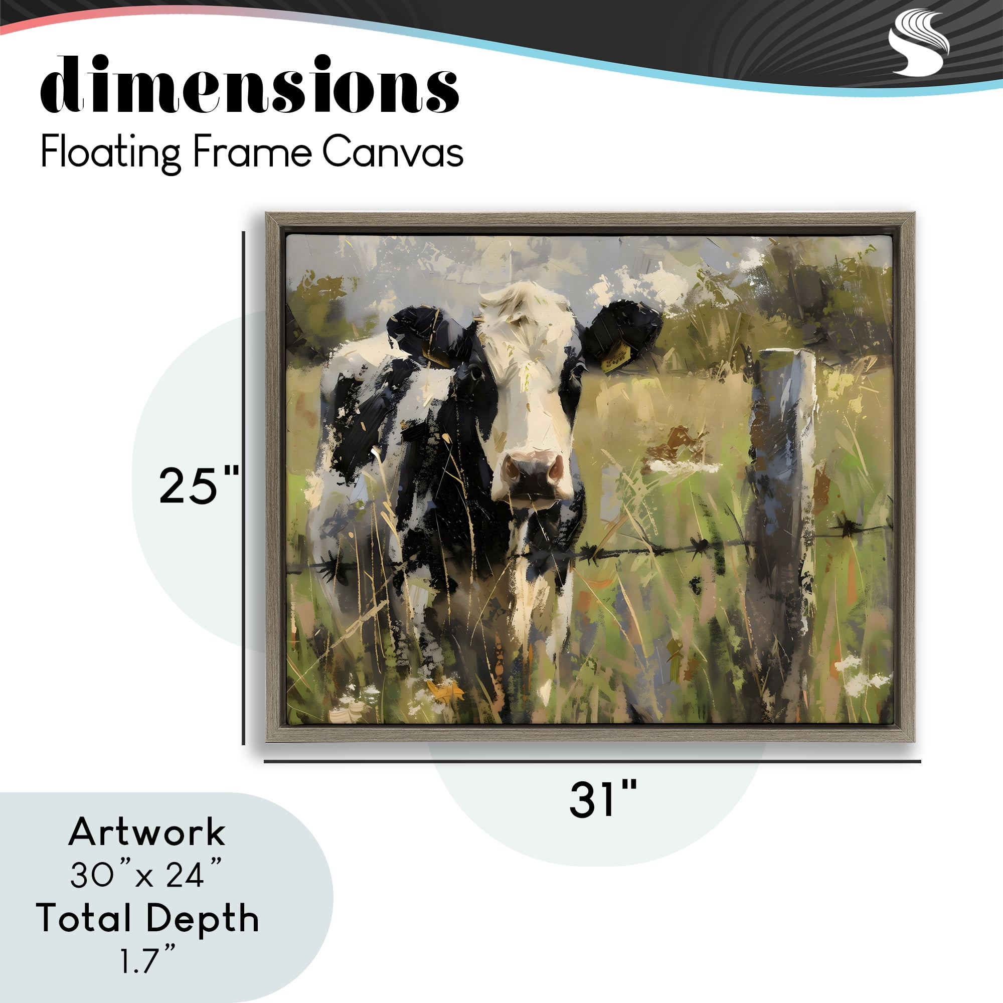 Stupell Industries Cow in Summer Pasture Brown Framed Floater Canvas Wall Art, design by Creative Studio