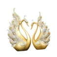 thumbnail image 5 of FashionCha 2 Pieces Love Swan Statue Swan Sculpture Statues Collection Animal Creative Home golden, 5 of 9