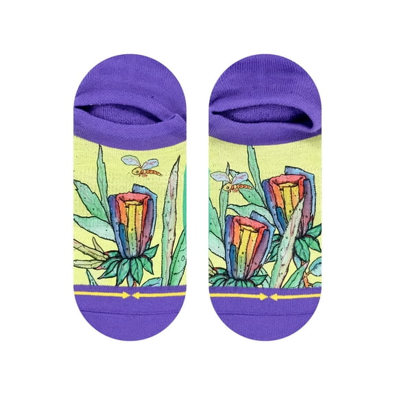 Rainbow Flower No Show Socks With Art By Bad Otis Link