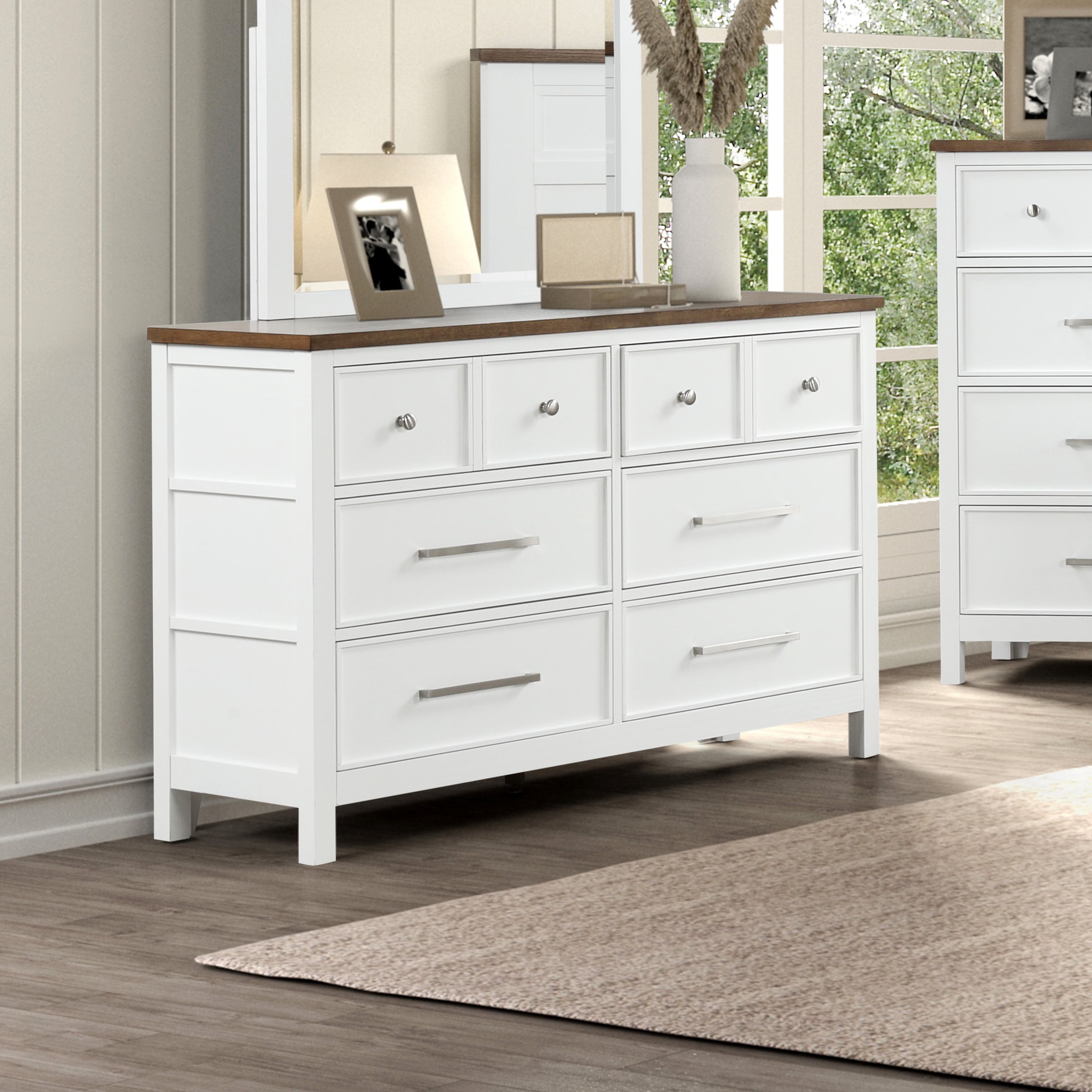 Furniture of America Yvara Modern 6-Drawer Dresser, White