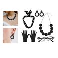 thumbnail image 1 of Paquete de 5 1950S Conjunto de disfraces para mujer Gafas de Diadema Pendiente Lunares Accesorios 50S Guantes para Halloween Negro Yinane Disfraz de Halloween, 1 of 8