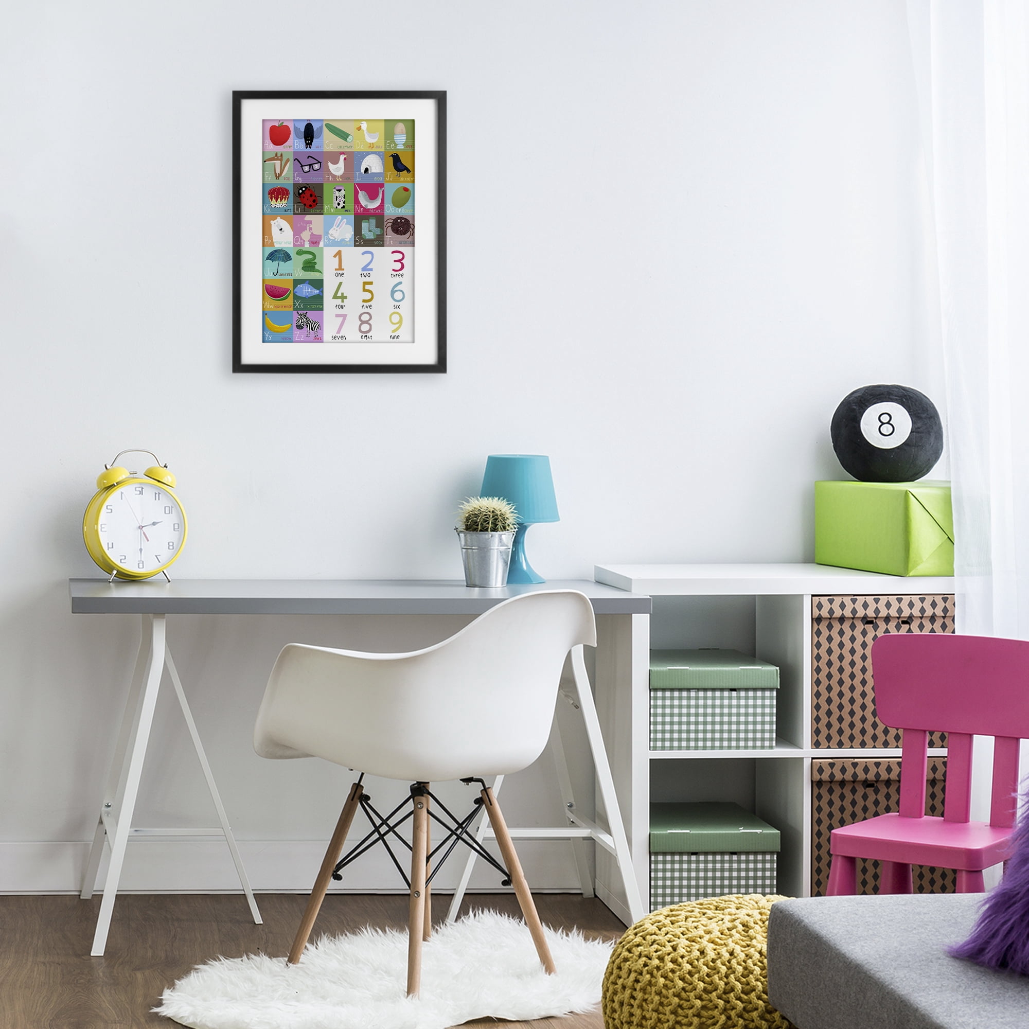 Stupell Industries Counting & Alphabet Learning Black Framed Print Under Glass, design by Carla Daly