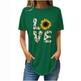 thumbnail image 1 of Tops de Verano de las Mujeres Suelto Ajuste Girasol Impresión Cuello Redondo Suelto 3/4 Manga Superior, Tops de Moda de las Mujeres, 1 of 3