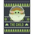thumbnail image 2 of Women's Star Wars The Mandalorian The Child Ugly Christmas Frog  Graphic Tee Navy Blue Large, 2 of 4