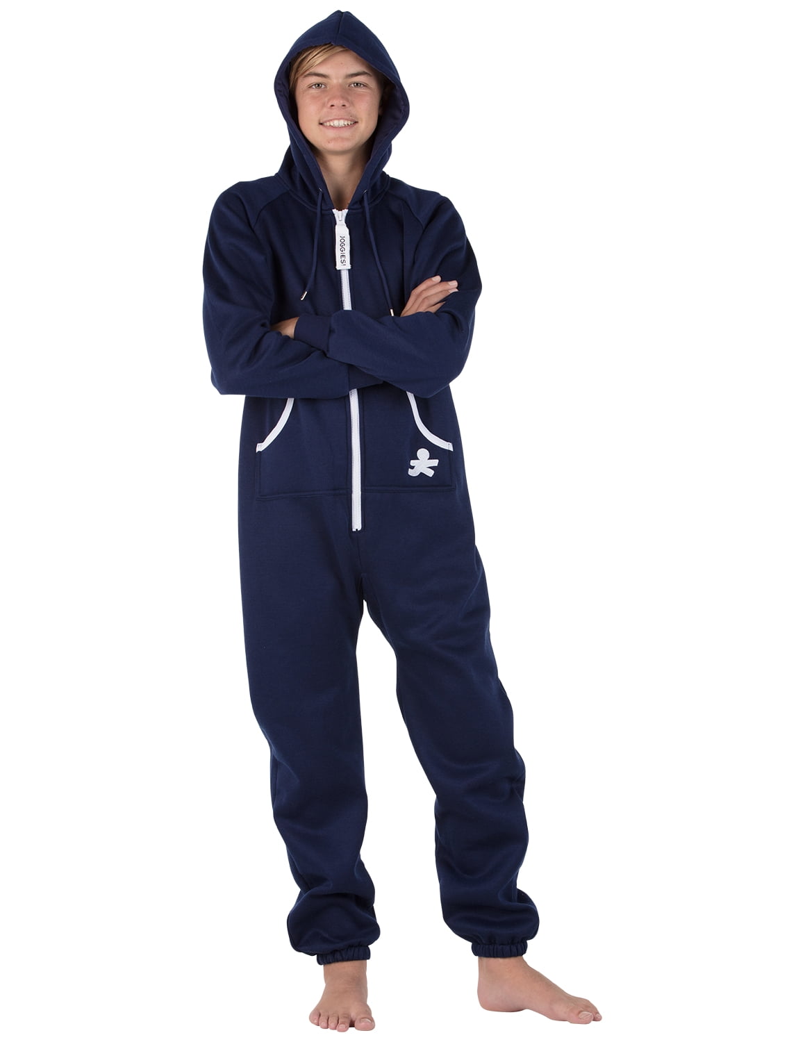 Footed Pajamas Footed Pajamas Navy Blue Kids Footless Hoodie Onesie