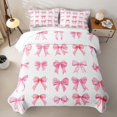 thumbnail image 2 of Erosebridal Princess Bow Quilt Full for Women Girls, Watercolor Ribbon Art Full Bedspread Sets, 3pcs, 2 of 7