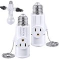 thumbnail image 1 of 3 Prong E26 Light Socket to Plug Adapter, White Heat Resistant Light Socket 2/3 Prong Outlet Light Bulb Plug Splitter Converter for Garage Porch CCTV Camera (2 Pack), 1 of 7