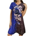 thumbnail image 1 of Leutsin Robe Courte d'Été Décontractée à Manches Courtes et Col Rond pour Femme Grande Taille, Imprimée, Grande Taille, 1 of 6