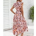 thumbnail image 3 of Knosfe 2025 Summer Floral Midi Dress for Women Cap Sleeve V Neck Ruffle Long Flowy Boho Casual Beach Vacation Dresses Hot Pink S, 3 of 3