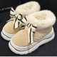 thumbnail image 4 of Botas de nieve de tacón alto de invierno para mujer, botas de nieve de moda con suela suave y peluda, con plataforma y lazo, ligeras, de algodón, 4 of 5