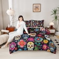 thumbnail image 4 of Castle Fairy Boys Girls Gothic Skull Twin Comforter Sets,Bohemian Chic Flowers Bedding Set, 4 of 7