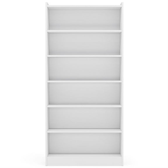 Demi Bonn Wood Bookcase, 72" Tall Bookshelf with 6-Tier Open Storage Shelves for Bedroom, Living Room, White