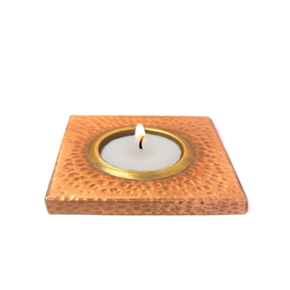 De Kulture Works Pure Copper & Brass Square Votive T Light Holder Candle Bowl Diya