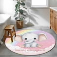 thumbnail image 4 of Elephants Round Rug 3.3ft Washable Circle Entryway Rugs Non Slip Cute Rainbow Clouds Pink Purple Area Rug Indoor Floor Carpet for Bedroom Kitchen Living Room Home Office Dining Room Nursery, 4 of 8