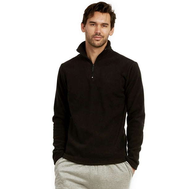 Et Tu - Men's Quarter Zip Polar Fleece Pullover Sweatshirt (L, Black ...