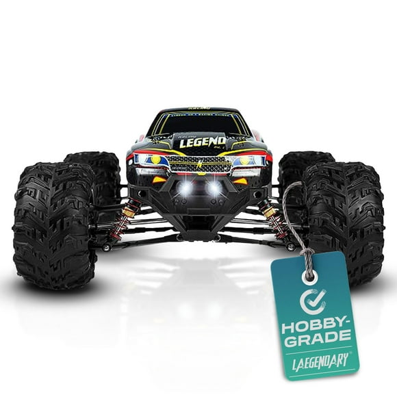 LAEGENDARY Remote Control Car, Hobby Grade RC Car 1:10 Scale Brushed Motor with Two Batteries, 4x4 Off-Road Waterproof RC Truck, Fast RC Cars for Adults, RC Cars, Remote Control Truck
