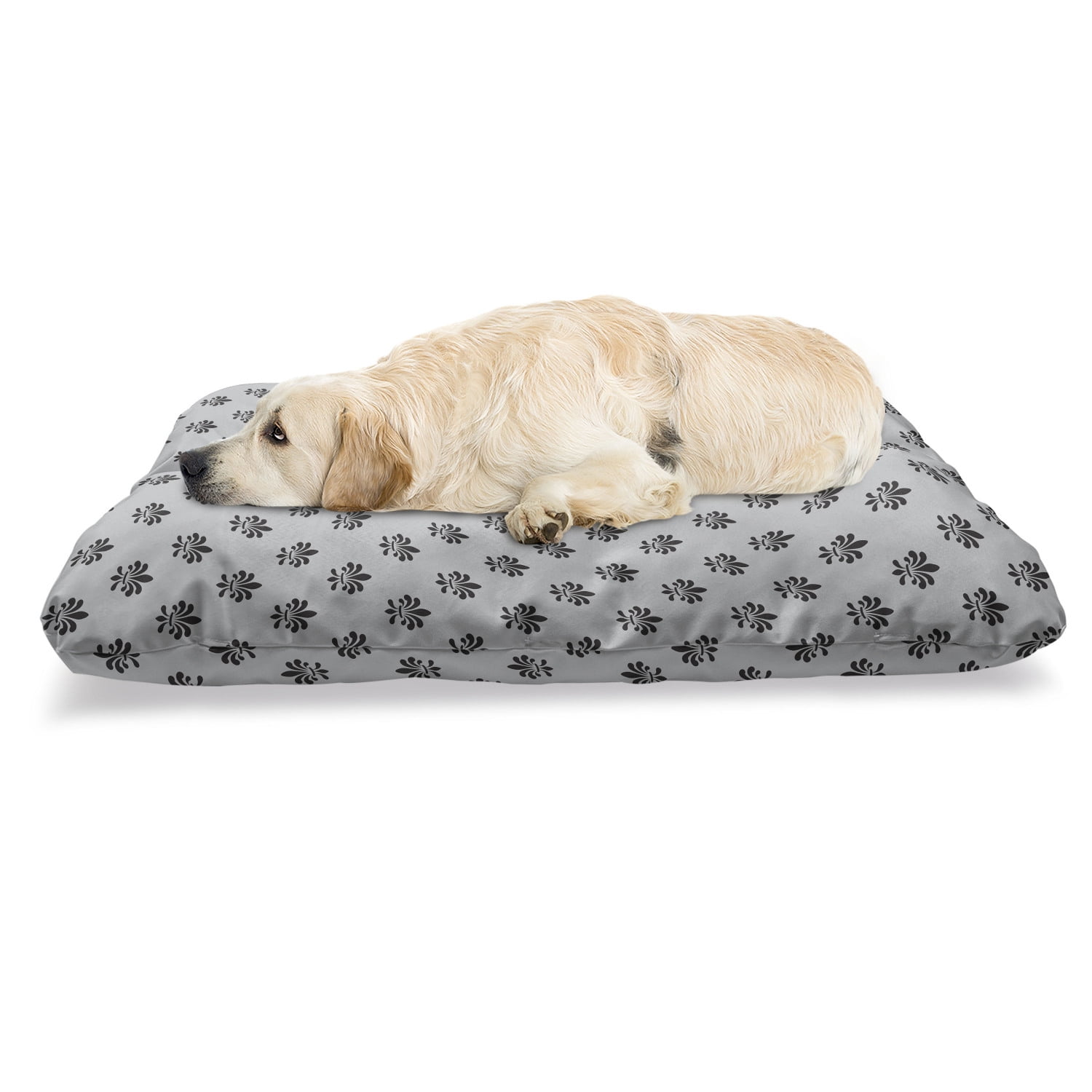 Fleur De Lis Pet Bed Minimalist Toned Retro French Nobility in Symmetric King Fashion Resistant Pad for Dogs and Cats Cushion with Removable Cover 24 x 39