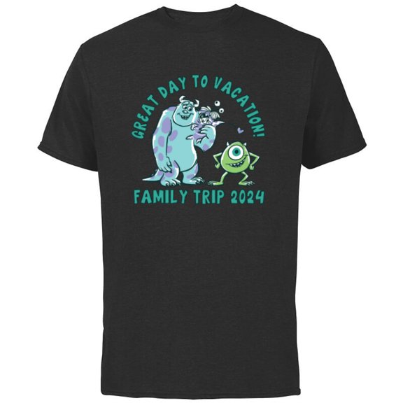 Disney and Pixar’s Monsters, Inc. Vacation Family Trip 2024 - Short Sleeve Cotton T-Shirt for Adults - Customized-White