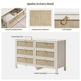 thumbnail image 5 of SICOTAS White Dresser and Nightstand Set, 6-Drawer Dresser & 3-Drawer Nightstands 3-Piece Boho Bedroom Furniture Set with Farmhouse Rattan Design & Gold Handles, White Cream Oak, 5 of 16