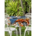 thumbnail image 2 of Outdoor Tablecloth with Umbrella Hole and Zipper, Thanksgiving Round Table Cloth 60 Inch Waterproof Tablecloth, Fall Scarecrows Maple Leaf Truck Beige Picnic Table Cover for Patio Camping, 2 of 7