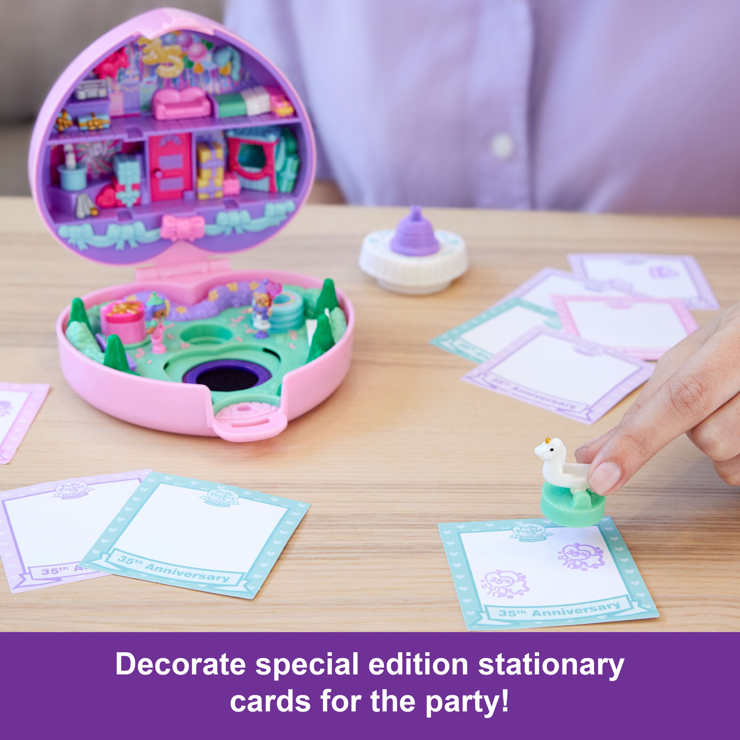 Polly Pocket Dolls and Playset, Collector Heritage Compact, 35th Birthday Partytime Stamper
