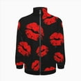 thumbnail image 2 of Red Lips Jacket Men's Street Cool Long Sleeves Coat Personality Tops Oversized Zipper Jackets Male Clothes, 2 of 7
