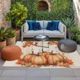 thumbnail image 2 of Orange Pumpkin Fall Outdoor Rug for Patio/Deck/Porch, Non-Slip Large Area Rug 3 x 5 Ft, Thanksgiving Botanical Autumn Leaf Rustic Indoor Outdoor Rugs Washable Area Rugs, Camping Rug Carpet Runner, 2 of 8