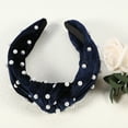 thumbnail image 7 of Unique Bargains Velvet Hair Headband Faux Pearl Knotted Headband for Women Girl Blue 6.69"x4.72"x1.38" Wide Headband, 7 of 7