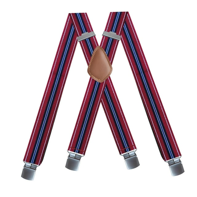 KLKCMS Bretelles pour Hommes Mode Bretelles Réglables pour Événements Formels Shorts de Mariage Rayures Rouge Foncé