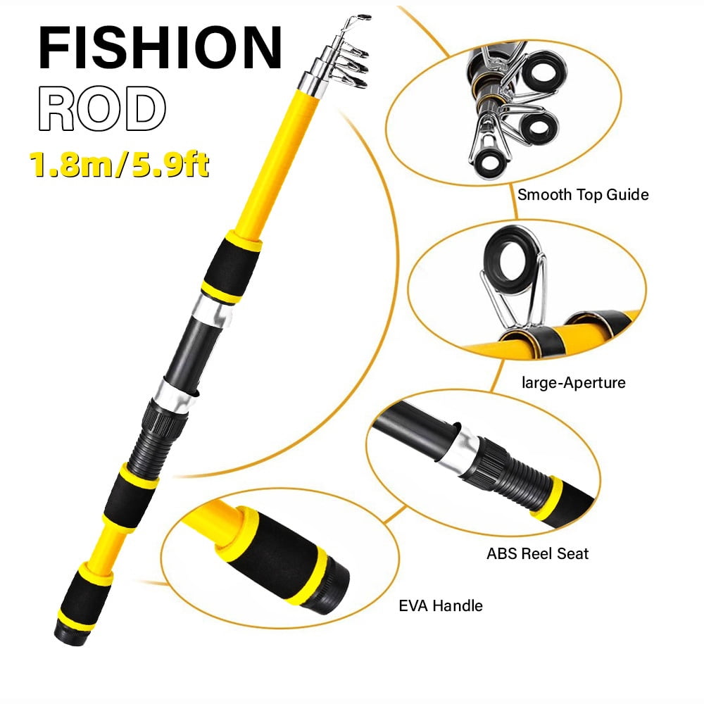 Jercoda Fishing Pole and Reel Cambo Set, Portable Telescopic Fishing Rod Kit for Beginners Youth