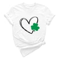 thumbnail image 1 of Pxiakgy! Vente de Liquidation T-Shirt Femme St Patricks Day Col Rond Irlandais Trèfle Chanceux Paddy's Day Graphique Tee Tops Femmes St Patricks Day Imprimé Manches Courtes Col Rond T-Shirt Haut Blanc TTG, 1 of 4