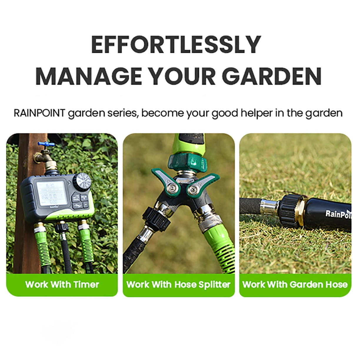 RainPoint 1/2 Inch Soaker Hose 50FT Water-Saving Drip Irrigation for Garden,Black