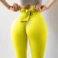 thumbnail image 3 of UTTOASFAY Woman Pants Fashion Ladies Pure Color Pants Hip Lifting Elastic Fitness Running Yoga Pants Yellow XL, 3 of 5