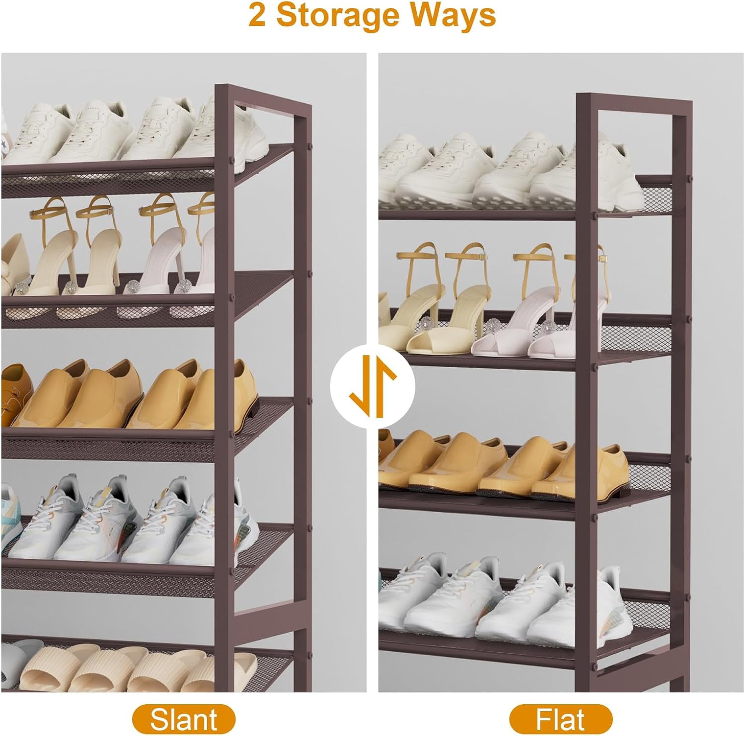 NEYCIL Large Shoe Rack, 8 Tiers Heavy Duty Metal Shoe Storage Rack for Closet Front Door Entrance, Up to 50 Pairs, Bronze