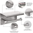 thumbnail image 2 of Toilet Paper Holder with ShelfTowel Robe Hooks, Adhesive or Screw Wall Mounted, 2 of 4