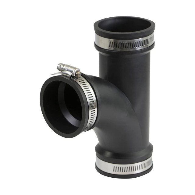 Supply Giant 6I79 Acoplamiento En T Flexible Con Abrazaderas De Acero Inoxidable 2"" Negro
