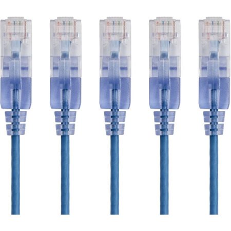 UPC: 0889028032183 | Monoprice 5-Pack  SlimRun Cat6A Ethernet Network Patch Cable  7ft Blue