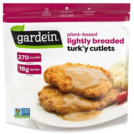 Gardein Plant-Based Lightly Breaded Turk'y Cutlets, Vegan, Frozen Meat Alternative, 12.3 oz.