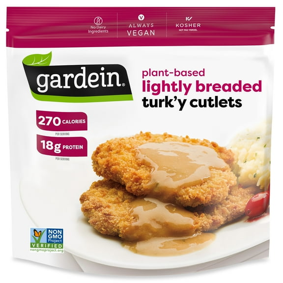 Gardein Plant-Based Lightly Breaded Turk'y Cutlets, Vegan, Frozen Meat Alternative, 12.3 oz.