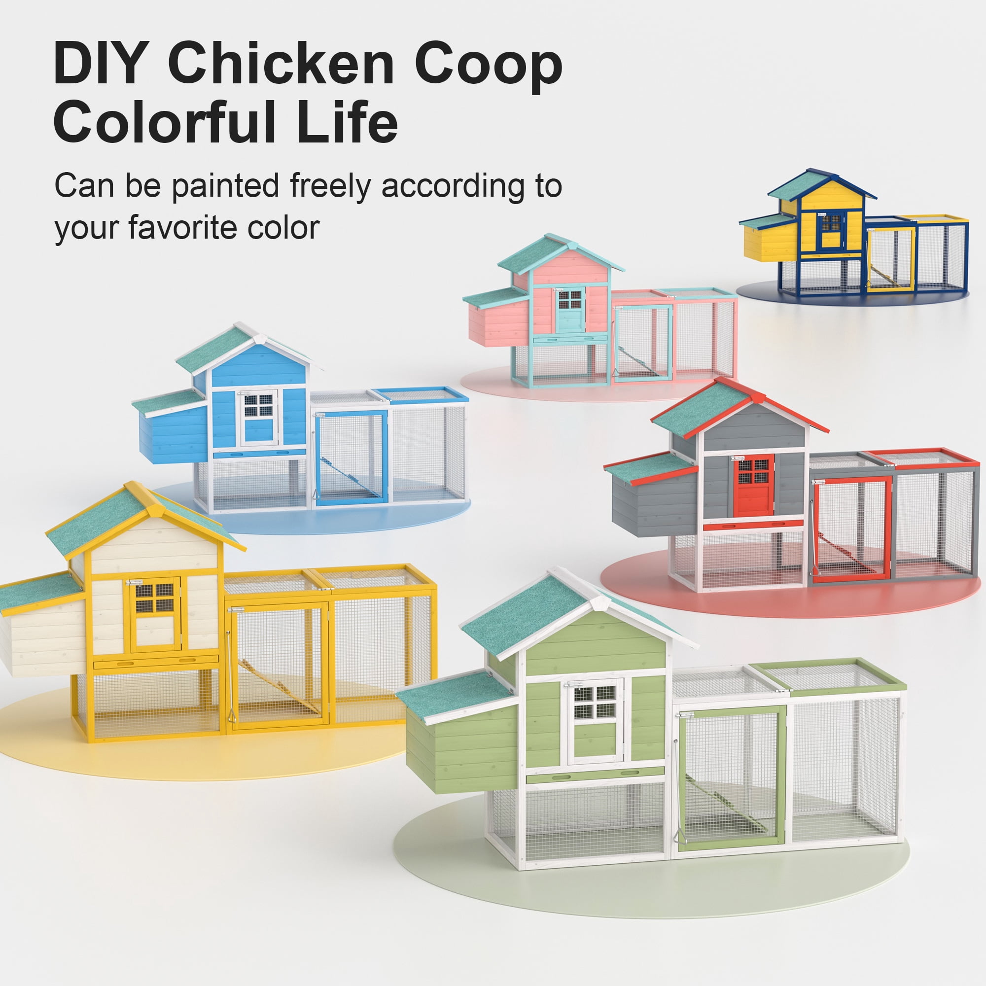 Outdoor 120'' Wooden Chicken Coop Hen House Rabbit Poultry Pet Hutch