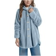 thumbnail image 5 of Taqqpue Girls Fleece Jacket Oversized Button Down Long Sherpa Hoodie Fuzzy Jackets Winter Warm Hooded Coat Outwears with Pockets for Girls 5-14Y, 5 of 7
