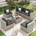 thumbnail image 6 of Amopatio 7 Pieces Patio Conversation Set, Outdoor Sectional PE Rattan Wicker Furniture Seat,GRAY, 6 of 6