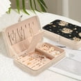 thumbnail image 6 of BZSMCE Leather Jewelry Box - Rectangular Nocturnal Whimsy Pattern 8.27x5.5x1.78in Beige, 6 of 8