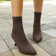 thumbnail image 2 of Xfvqtps Womens Ankle Booties Knit Boots Pointed Toe Mid Heel Winter Slip on Stretchy Sock Boots for Women Fashion Casual Outdoor, 2 of 9