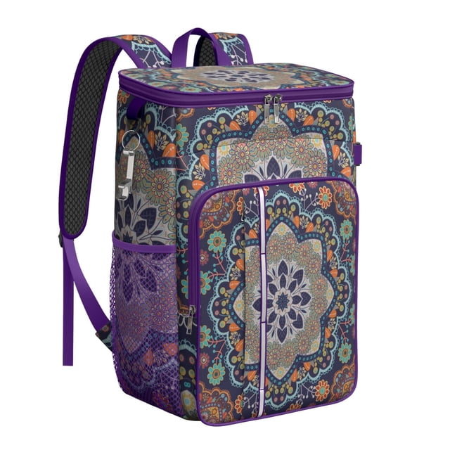 Colorful Floral Paisley Insulated Backpack Cooler, High-Performance Insulation, Leak-Proof & Waterproof, Perfect for Summer Trips, Camping, and Outdoor Fun