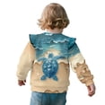 thumbnail image 3 of Xoenoiee Beach Turtle Starfish Print Toddler Girls Ruffle Sweatshirts Crewneck Pullover Top for Kids Long Sleeve Shirt Novelty Jackets Fall Sweaters, Size 1-2 Years, 3 of 7