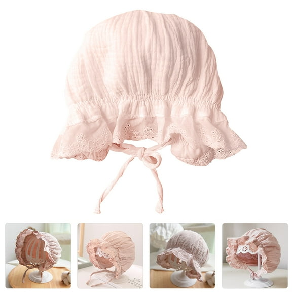Toyvian 1Pcs Little Girl Sun Hat Elegant Pink Cotton Sweat-Absorption for Special Occasions