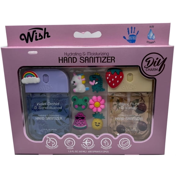 Wish Hand Sanitizer 2Pk Decorative rubber 1.5 FL OZ (45ML) – Violet