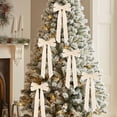 thumbnail image 5 of Velvet Ribbon Bows 3PCS 5.12 x 10.24 Inch Beige Christmas Tree Bows for Wreath Gift Wrapping Garland Rustic Holiday Decor, 5 of 6